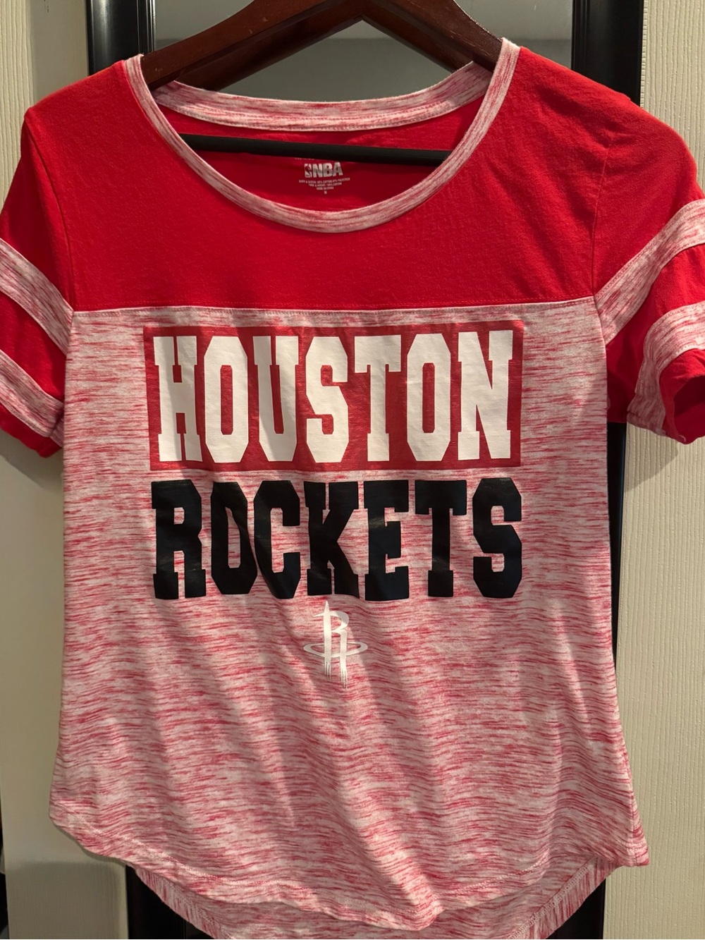 NBA Houston Rockets Red & Heathered White Short Sleeve Tee